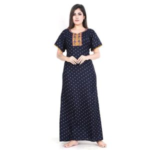Women’s Printed Cotton Long Nighty