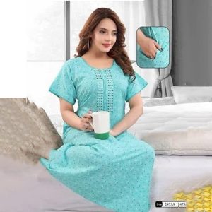 Pure Cotton Ditsy Dot Print Maxi Nighty