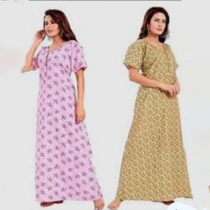 Women's Soft Cotton Kaftan Style Night Gown